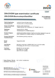 thumbnail of Certyfikat DIN DVGW – nić uszczelniająca Tangit