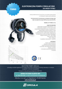 thumbnail of CIRCULA TORIO – pompa elektroniczna cyrkulacyjna do wody pitnej broszura reklamowa