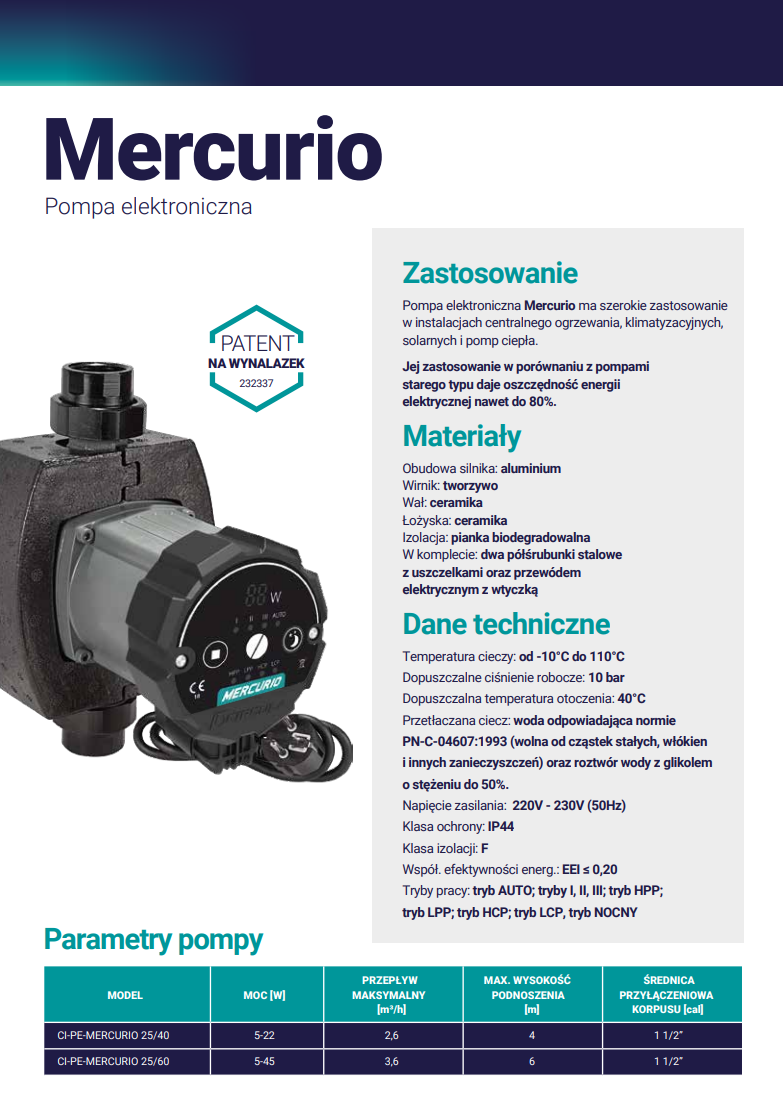 Pompa elektroniczna Mercurio Circula