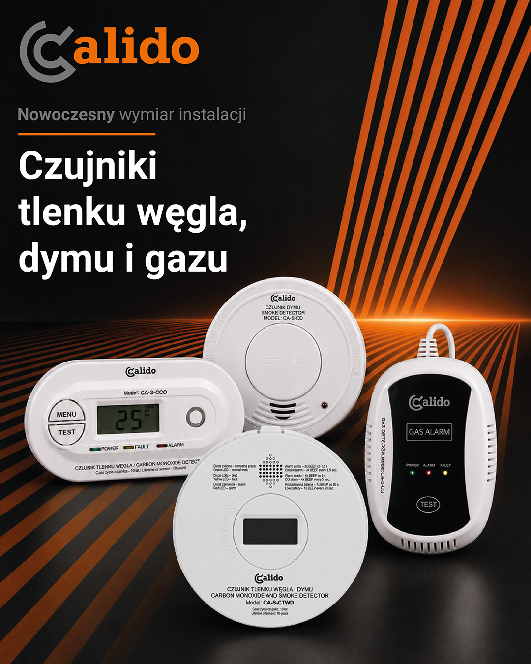 Okładka czujników tlenku węgla, dymu i gazu